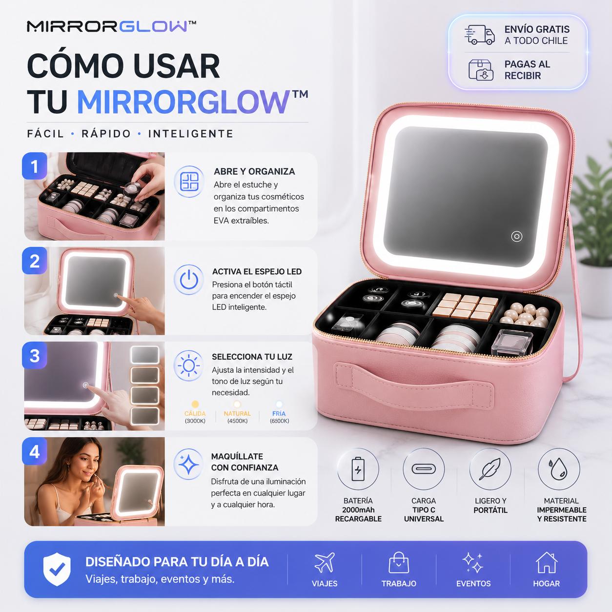 MirrorGlow™Cada segundo cuenta: tenlo todo listo y ordenado.