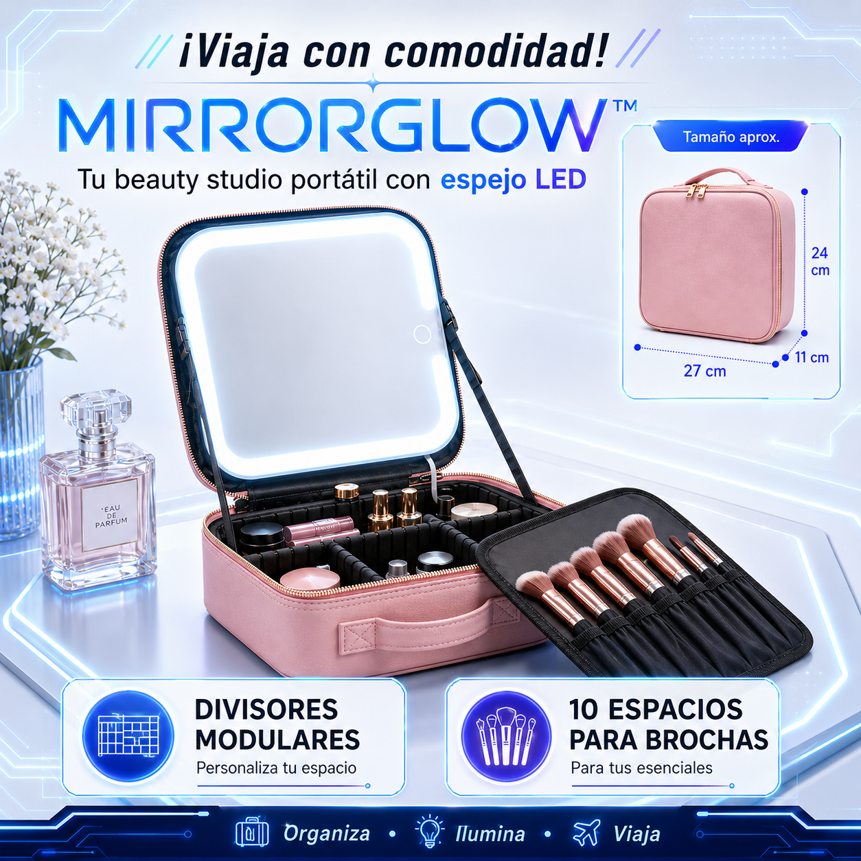 MirrorGlow™Cada segundo cuenta: tenlo todo listo y ordenado.
